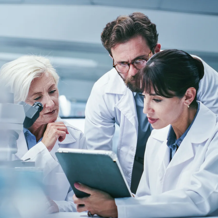 Clinicians reviewing study data together
